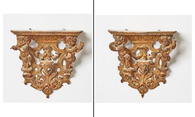 Lot 123 - Pair of Régence Style Giltwood Wall Brackets