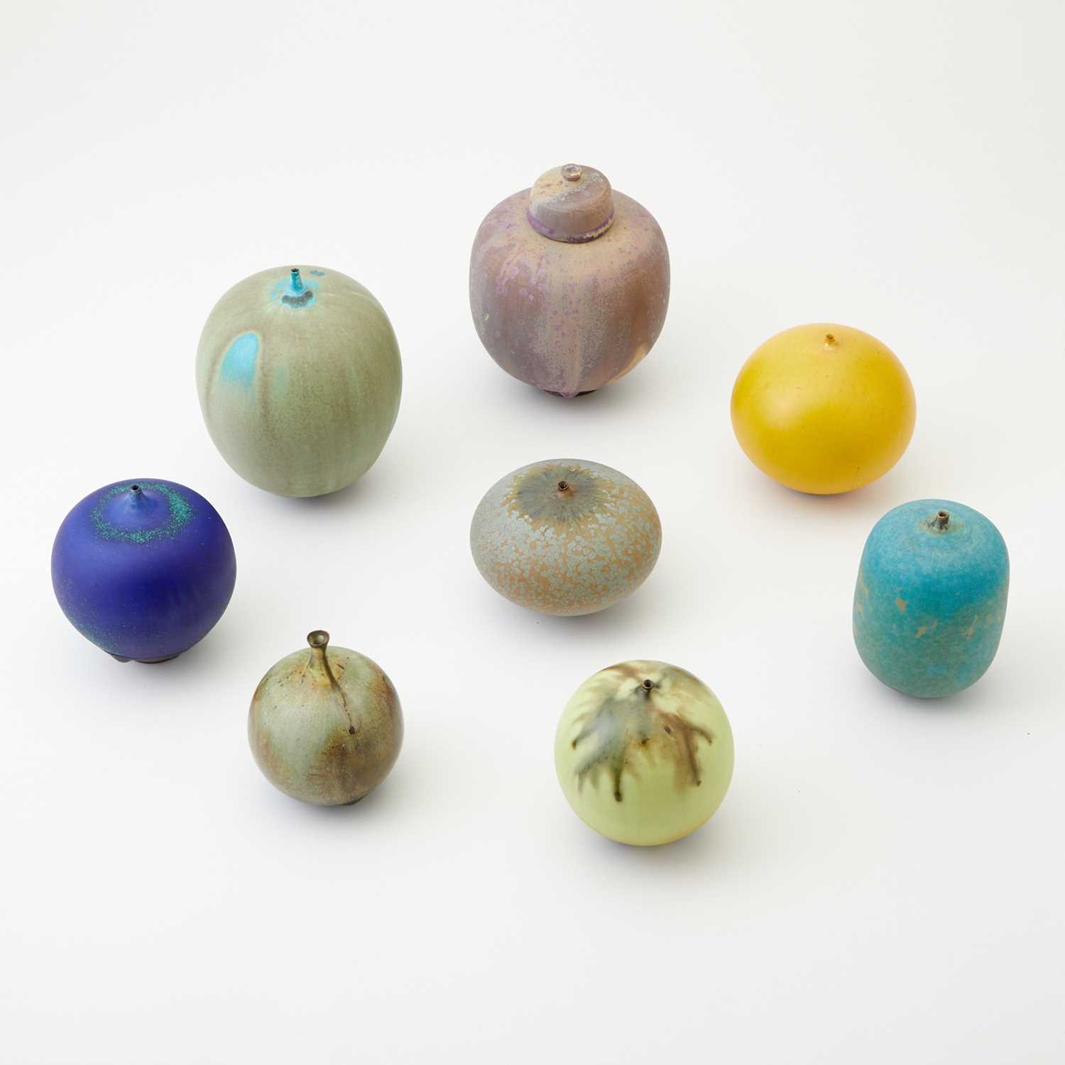 Lot 802 - Group of Eight  Rose and Erni Cabat Studio Glazed Earthenware "Feelie" Pots