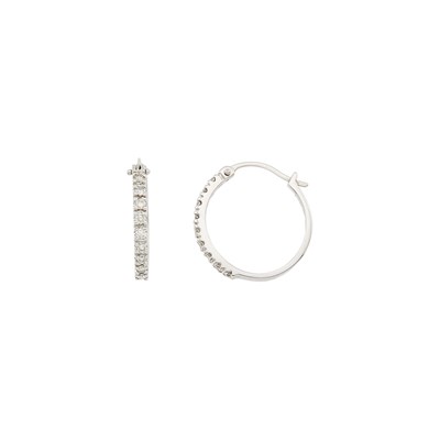 Lot 1117 - Pair of White Gold and Diamond Hoop Earrings