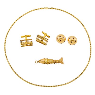 Lot 1198 - Group of Gold Jewelry