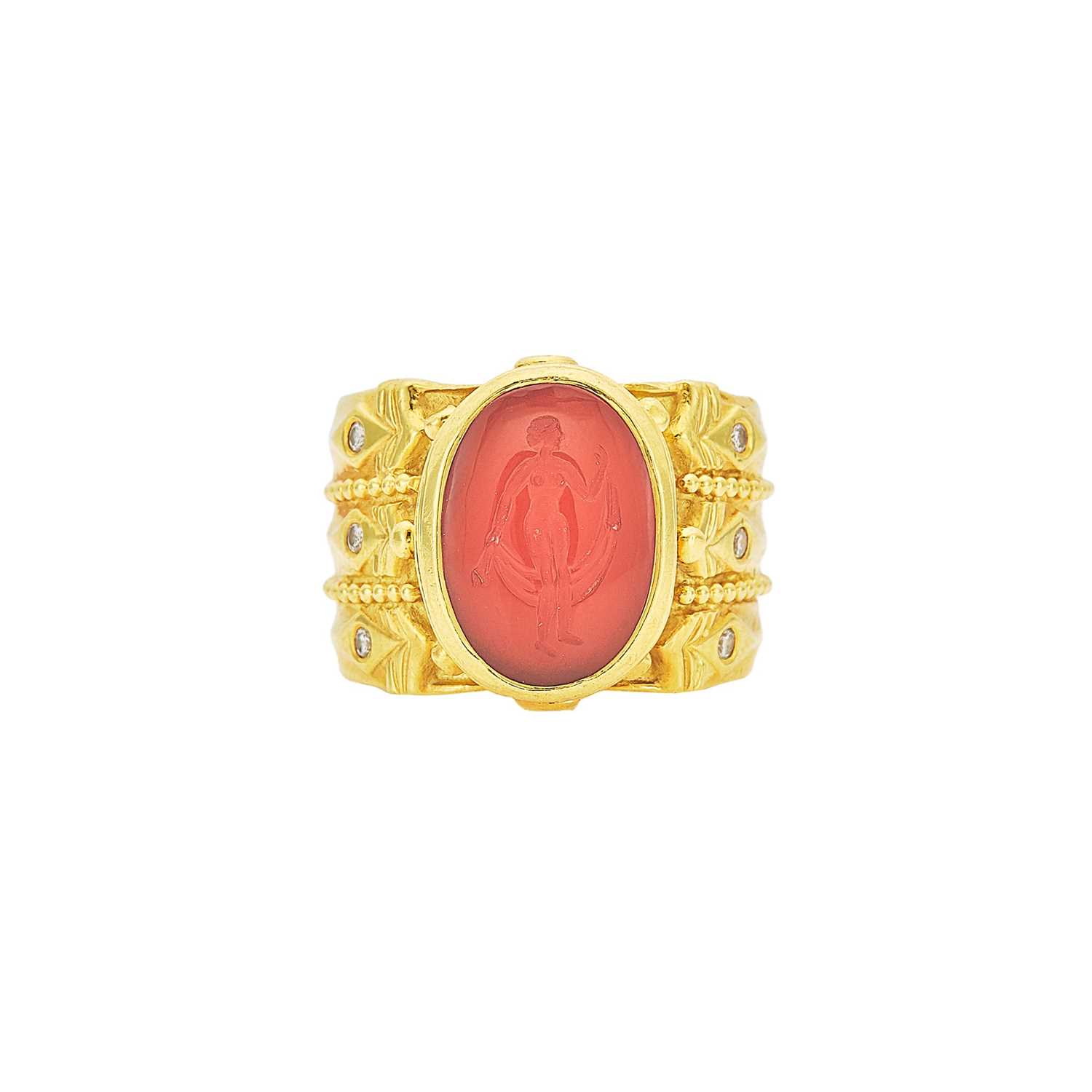 Lot 1165 - Gold and Carnelian Intaglio Ring