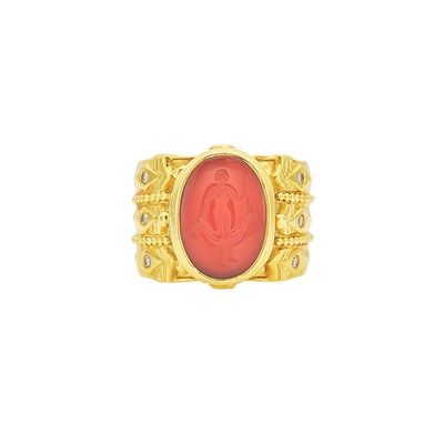 Lot 1165 - Gold and Carnelian Intaglio Ring