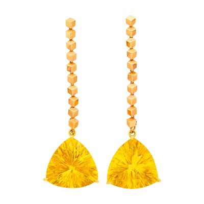 Lot 160 - Paolo Costagli Pair of Two-Color Gold and Citrine 'Brillante Sexy' Pendant-Earrings