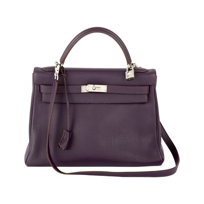 Lot 1207 - Hermès Ultra Violet Fijord Leather 'Kelly' 32 Bag