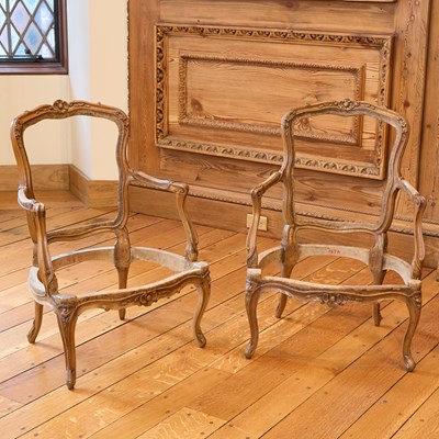 Lot 96 - Pair of Louis XV Fruitwood Fauteuil Frames