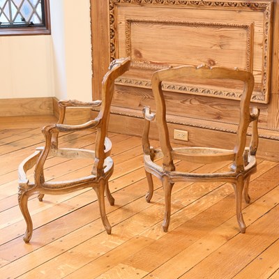 Lot 96 - Pair of Louis XV Fruitwood Fauteuil Frames