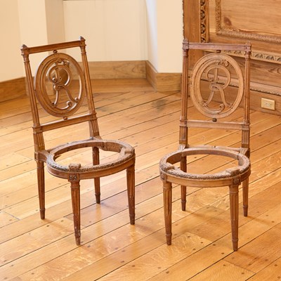 Lot 247 - Pair of Louis XVI Walnut Side Chair Frames