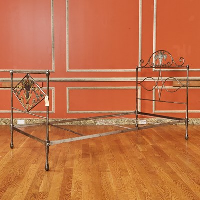 Lot 248 - Directoire Polished Steel Campaign Bed
