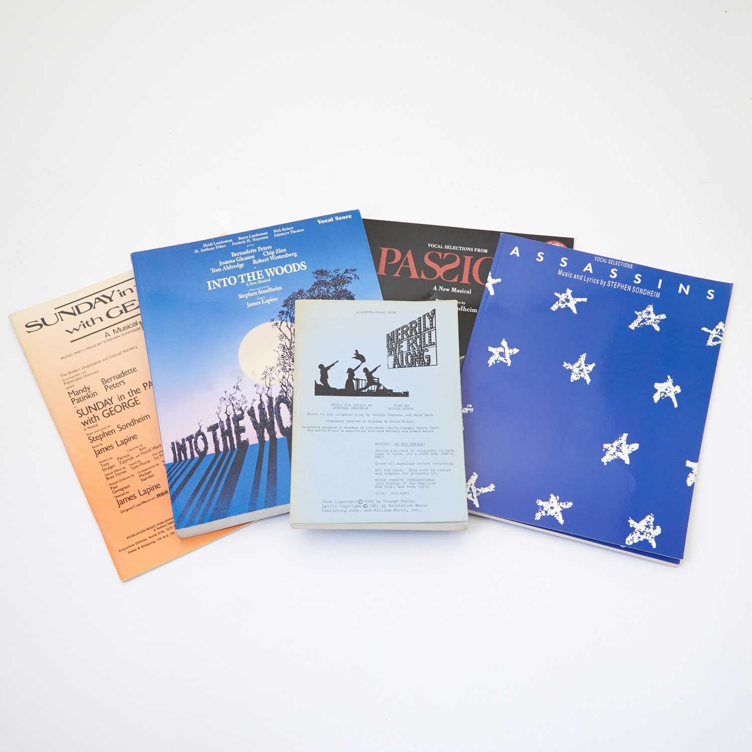 Lot 302 - A large group of scripts, scores and songs from Sondheim musicals produced after 1980