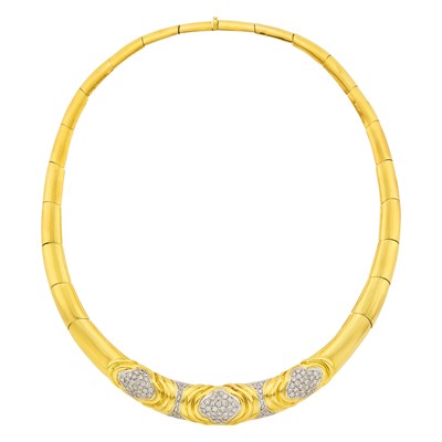 Lot 98 - Two-Color Gold and Diamond Necklace