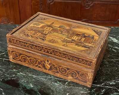 Lot 245 - Straw Marquetry Inlaid Sewing Box