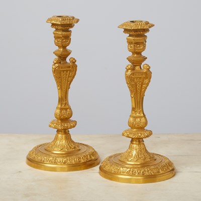 Lot 327 - Pair of Louis XIV Style Gilt-Bronze Candlesticks
