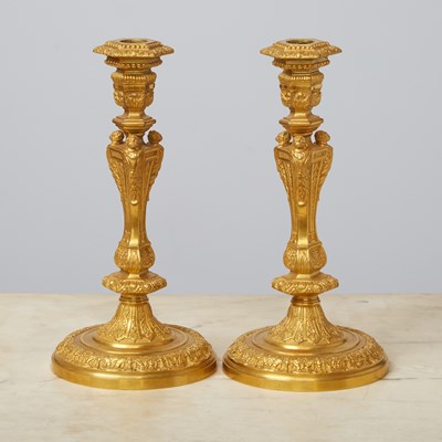 Lot 327 - Pair of Louis XIV Style Gilt-Bronze Candlesticks
