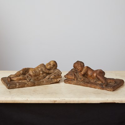 Lot 344 - Pair of Terracotta Figures of Sleeping Infants