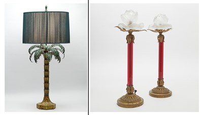 Lot 651 - Three decorative lamps belonging to Harold Arlen