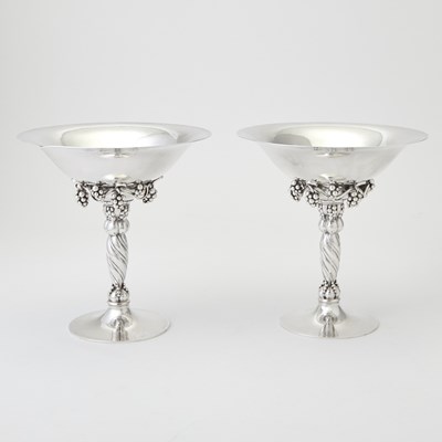 Lot 744 - Pair of Georg Jensen Sterling Silver "Grape" Pattern Compotes