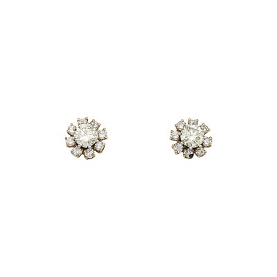 Lot 1082 - Pair of White Gold and Diamond Stud Earrings with Gold Jackets