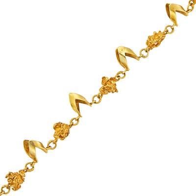 Lot 1055 - Gold and Gold Nugget Link Bracelet