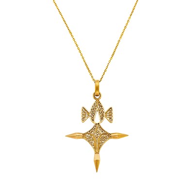 Lot 1183 - Rose Gold Pendant with Gold Chain Necklace