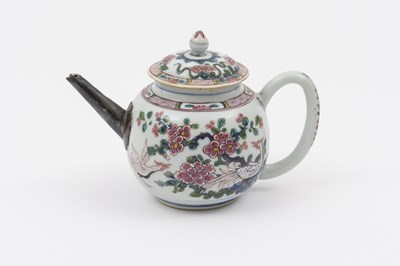 Lot 1115 - Chinese Export Porcelain Sterling Silver Mounted Teapot and Cover