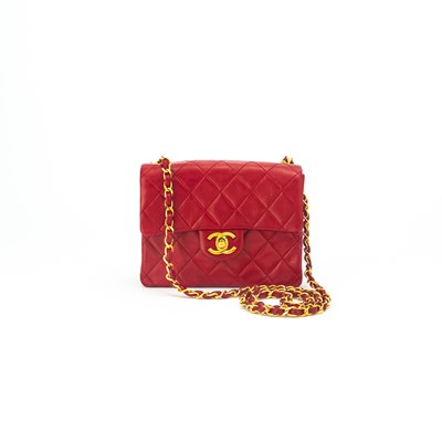 Lot 194 - Chanel Red Quilted Lambskin Leather Small Flap Bag