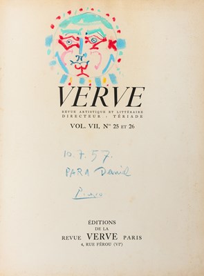 Lot 281 - Verve signed by Picasso, with a drawing