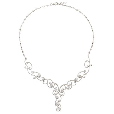 Lot 1090 - White Gold and Diamond Necklace