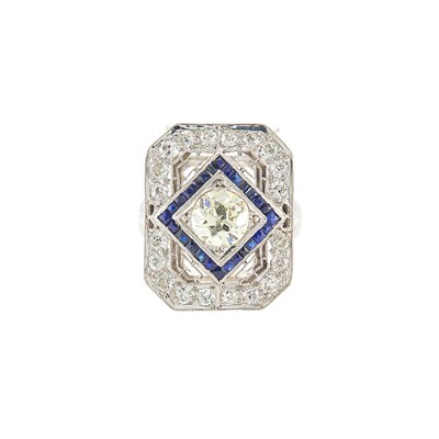 Lot 1092 - White Gold, Diamond and Sapphire Ring