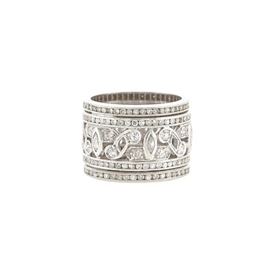 Lot 1105 - Wide Platinum and Diamond Band Ring