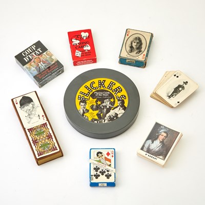 Lot 431 - A group of nine entertainment and political-themed playing cards