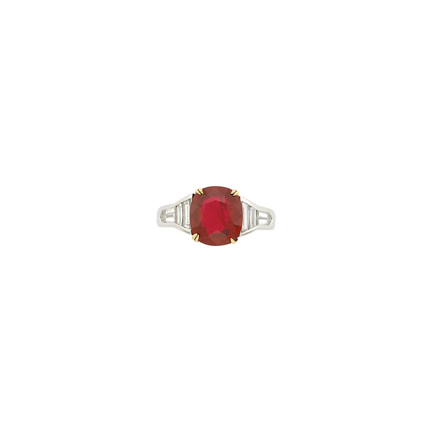 Lot 139 - Bulgari Platinum, Gold, Ruby and Diamond Ring