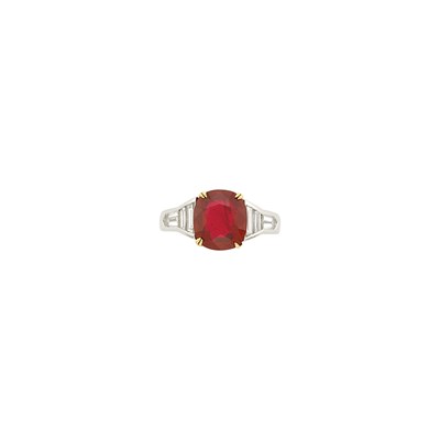 Lot 139 - Bulgari Platinum, Gold, Ruby and Diamond Ring