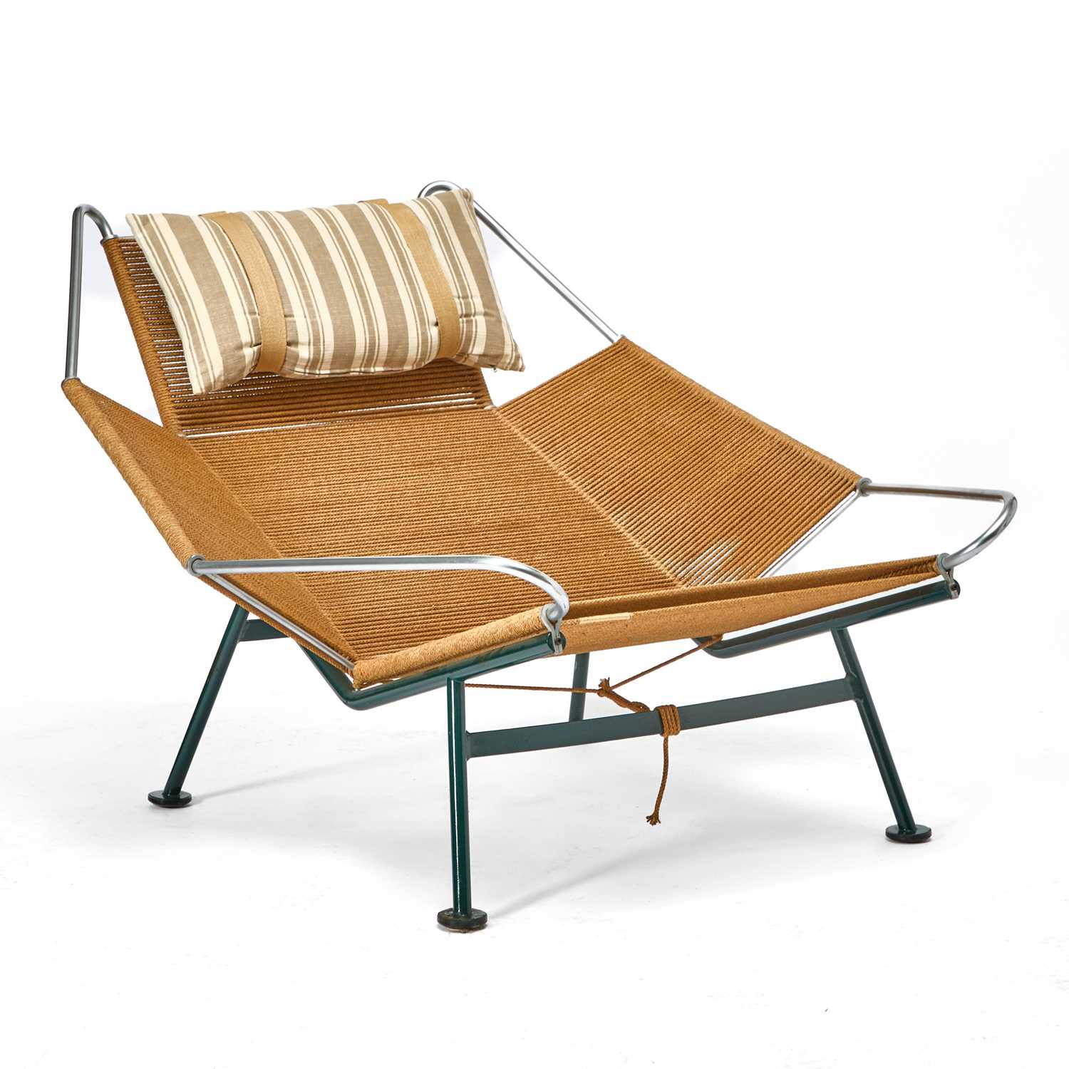 Lot 726 - Hans Wegner Enameled and Chromed Metal, and Flagline “Flag Halyard” Lounge Chair