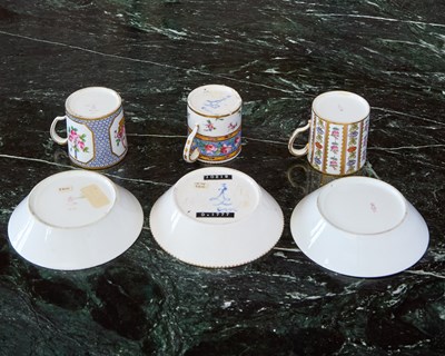Lot 518 - THREE SEVRES PORCELAIN CUPS AND SAUCERS (GOBELET LITRON)