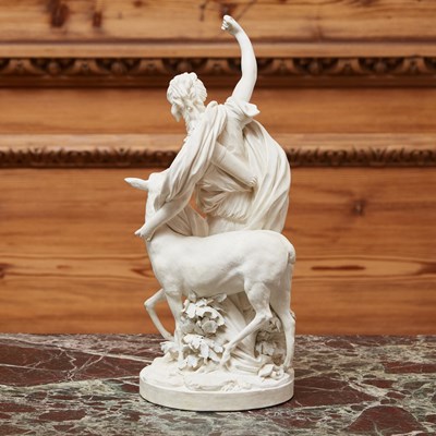 Lot 472 - SEVRES BISCUIT PORCELAIN FIGURE GROUP OF THE GODDESS DIANA AND A DOE, ‘DIANA A LA BICHE’