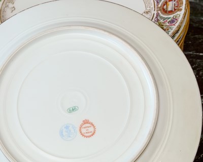 Lot 550 - EIGHTEEN SEVRES-STYLE PORCELAIN PLATES AND A LARGE CHARGER