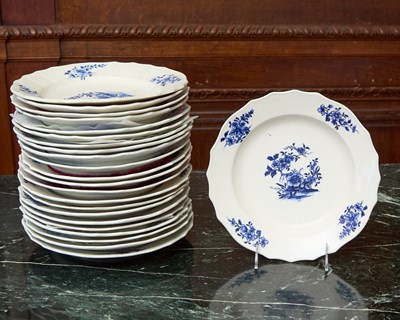 Lot 460 - TWENTY-TWO TOURNAI PORCELAIN BLUE AND WHITE PLATES AND ANOTHER SIMILAR PLATE