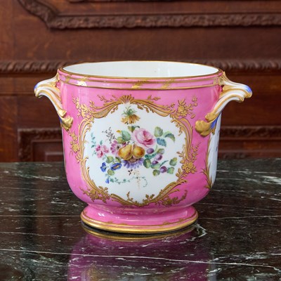 Lot 459 - Sèvres Porcelain (Later Decorated) Pink-Ground Bottle Cooler (Seaux a Bouteille Ordinaire)