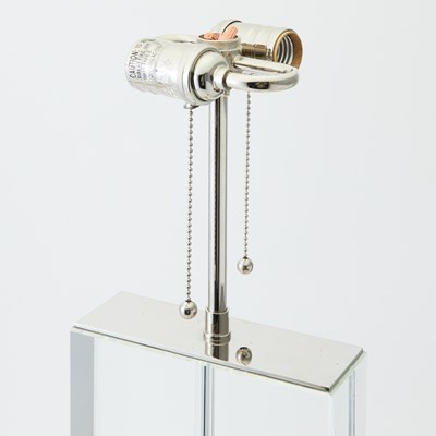 Lot 851 - Pair of Glass and Chromed Metal Table Lamps