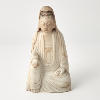 Lot 497 - A Chinese Carved Marble Figure of Guanyin