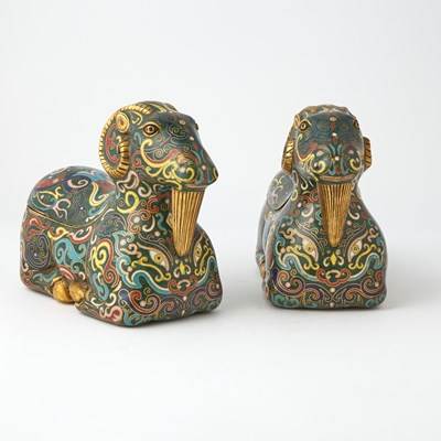 Lot 100 - A Pair of Chinese Cloisonne Enamel Candle Stands