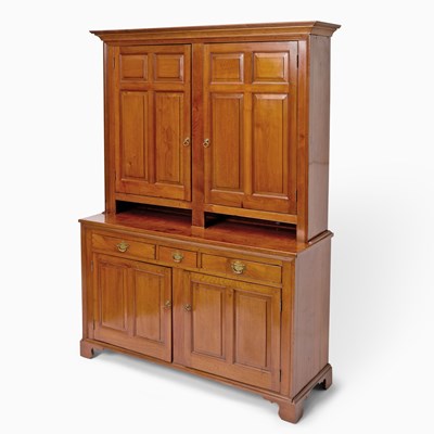 Lot 374 - Chippendale Walnut Paneled Step Back Cupboard