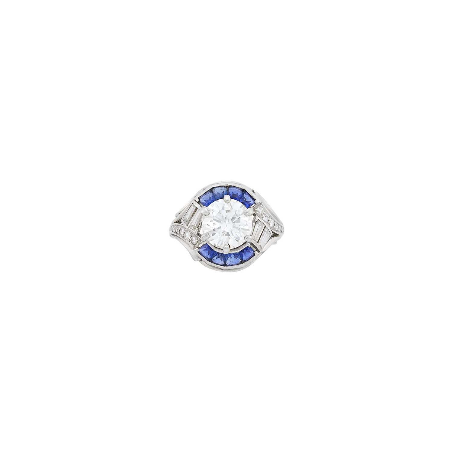 Lot 84 - Platinum, Diamond and Sapphire Ring