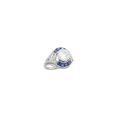 Lot 84 - Platinum, Diamond and Sapphire Ring