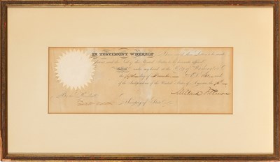 Lot 89 - An 1851 Letter of Patent signed by President Millard Fillmore and Secretary of State Daniel Webster