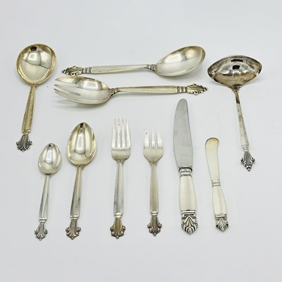 Lot 1195 - Georg Jensen Sterling Silver "Acanthus" Pattern Flatware Service