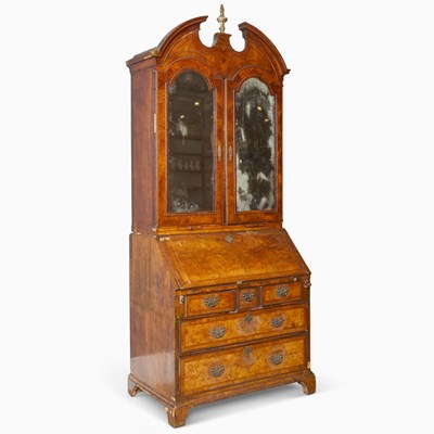 Lot 696 - George II Walnut and Figured Walnut Bureau Cabinet