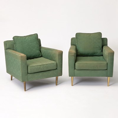 Lot 334 - Pair of Edward Wormley for Dunbar Brass and Upholstered Armchairs