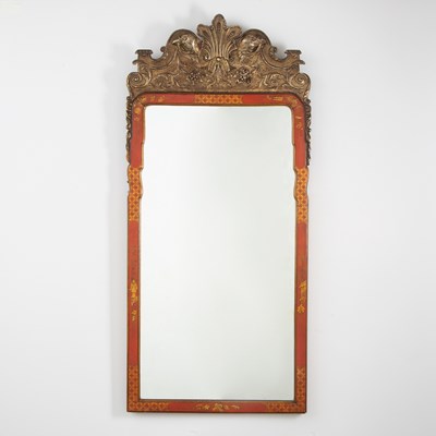 Lot 158 - Queen Anne Style Japanned Chinoiserie Mirror