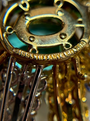 Lot 84 - Tiffany & Co. Two-Color Gold, Blue-Green Tourmaline, Sapphire, Yellow Sapphire and Diamond 'Fireworks' Brooch